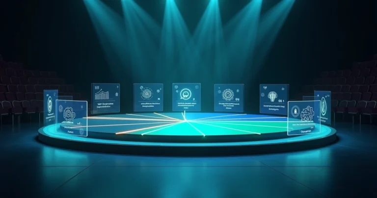Palco circular dividido comparando empresas de cobrança com destaque para solução moderna