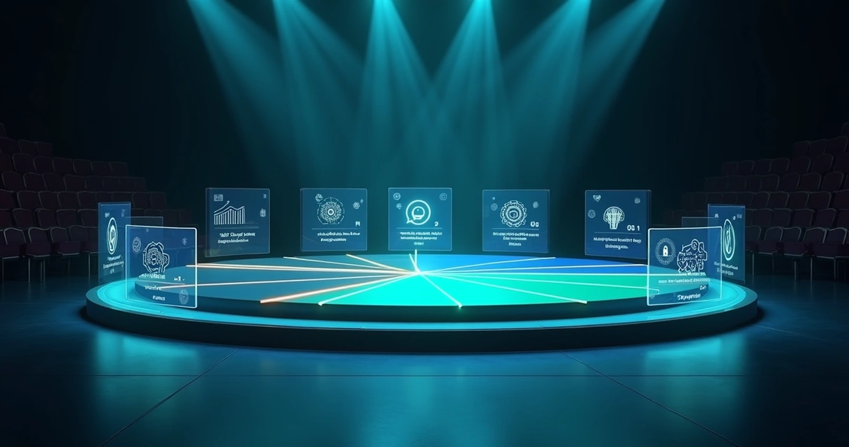 Palco circular dividido comparando empresas de cobrança com destaque para solução moderna