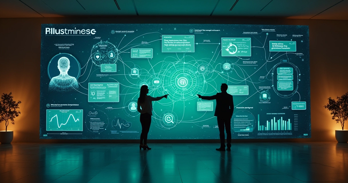 Tapeçaria digital exibindo painel de cobrança com ícone do WhatsApp e fluxo de negociação por IA