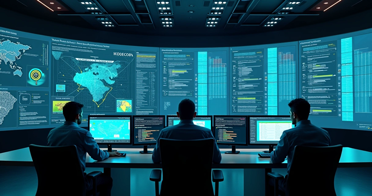 Painel comparando sistemas de cobrança para provedores de internet em grande sala de operações