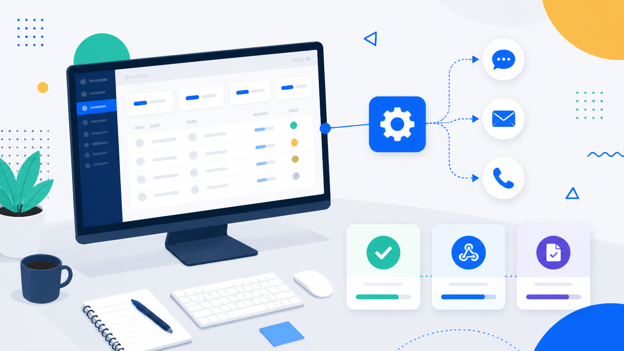 Ilustração de integração entre ERP e cobrança automática com canais digitais e conciliação financeira